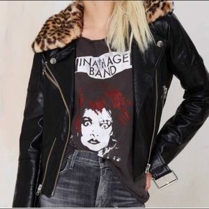 OG Nasty Gal Faux leather jacket w/cheetah collar
